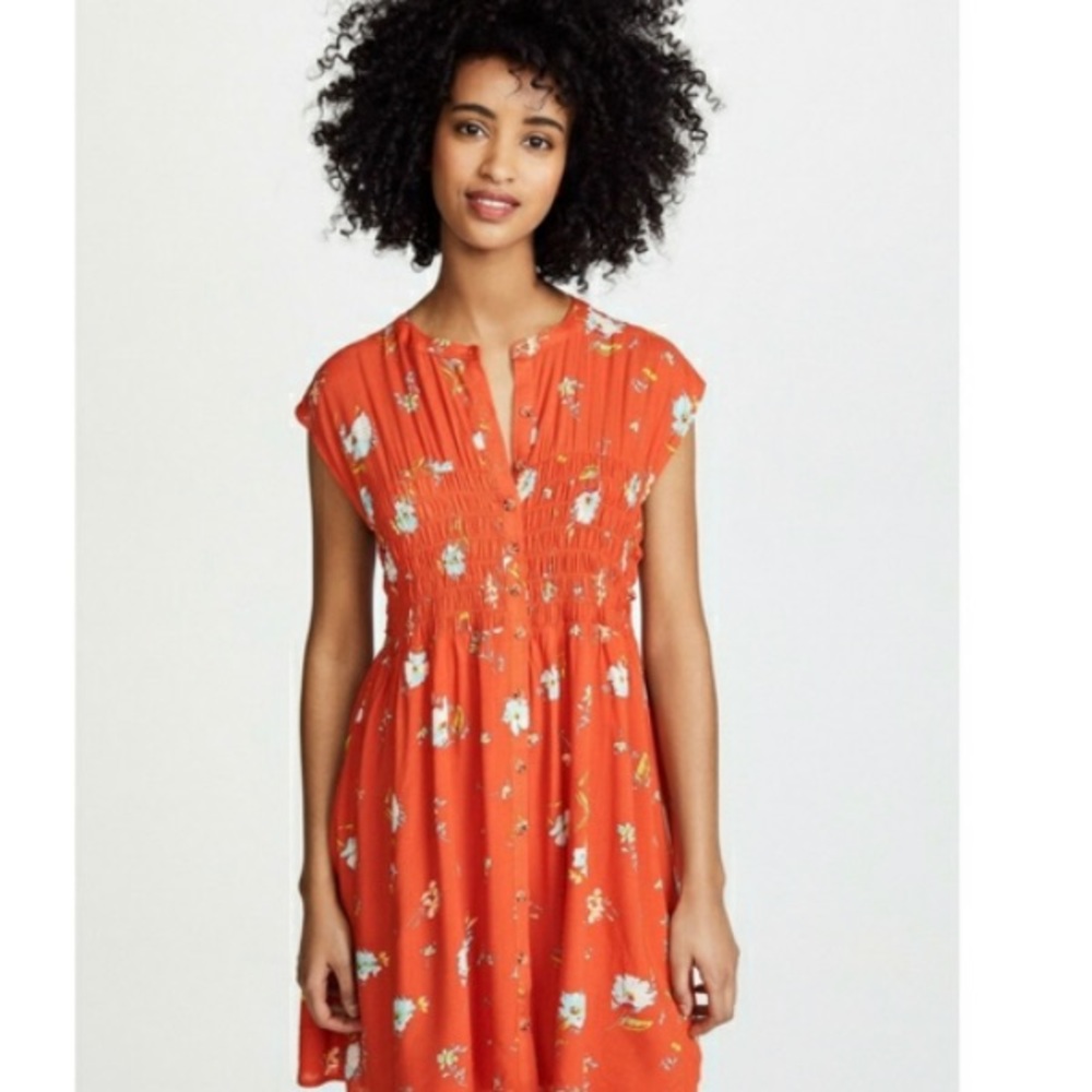 Free People Orange Floral Dress